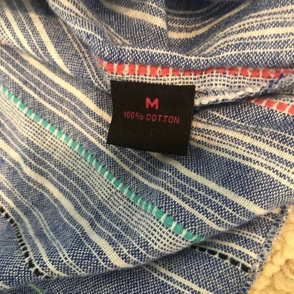 Flont embroidered strapless bell sleeve mod blue top M - Picture 12 of 15